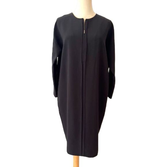 Vince Black Minimalist Shift Dress Front Seam Zipper Medium $365 Retail - Picture 2 of 8